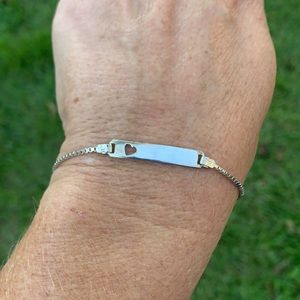 Sterling Silver Small Heart ❤️ Cut-Out ID Bracelet